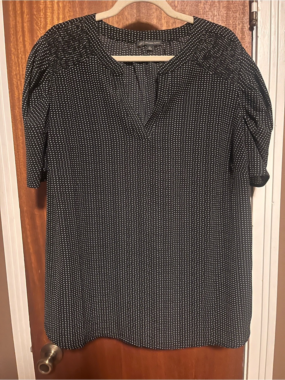Adrianna Papell Black Dot Print Blouse